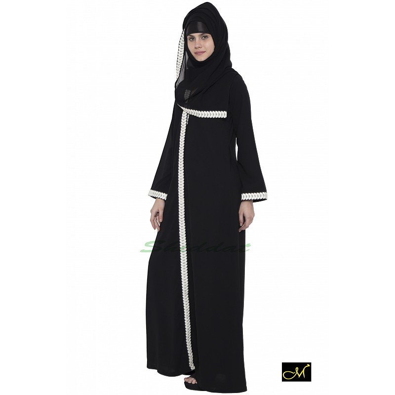 black abaya open front